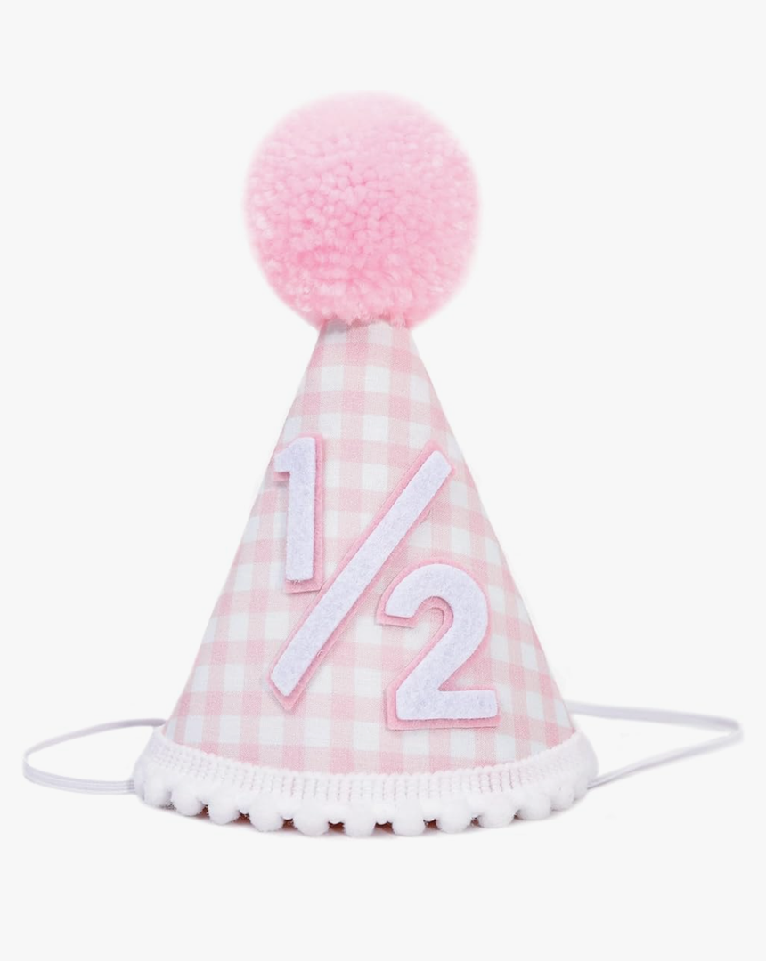 Pink White Gingham Birthday Hat
