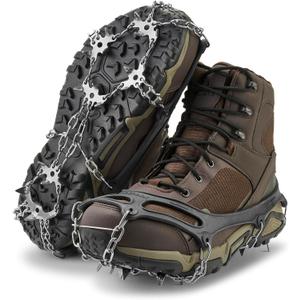 Yaktrax Adventure Grip - Durable Winter Traction Device with Stainless Steel Spikes for Ice and Snow, Flexible Thermoplastic Rubber Upper, Fits Various Footwear, Ideal for Hiking and Mountaineering (Large)