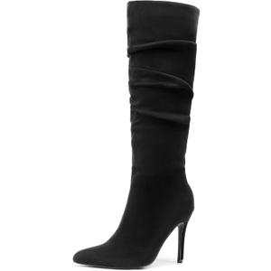 DREAM PAIRS Knee High Boots for Women Pointed Toe Stiletto High Heel Slouchy Suede with Side Zipper Tall Fashion Boots (8.5)