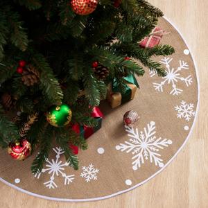 JOIEDOMI 36" Christmas Burlap Tree Skirt with Snowflakes, Decoration for Xmas Home Holiday Indoor Outdoor Seasonal Decors (Beige) JOIEDOMI 36" Christmas Burlap Tree Skirt with Snowflakes, Decoration for Xmas Home Holiday Indoor Outdoor Seasonal Decors (Beige)