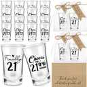 24 Sets 21st Birthday Party Favor Finally 21 Shot Glasses Thank You Tag Organza Bag Twine for Guests(Black, Acrylic)