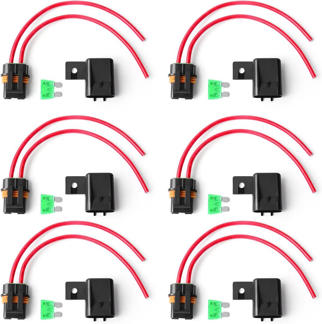 Newdeli Waterproof Inline Fuse Holder 12V with Cover 6 Pack - Automotive/Marine/Vehicle Weatherproof ATO/ATC Blade Fuse Holder 12AWG 30A Protecting Circuits and Electrical Equipment