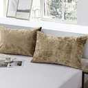 Fredsure Distressed Velvet Pillowcase Pair, 20"x30" Khaki