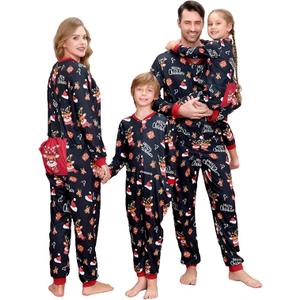 Matching Family Christmas Onesie Pajamas, Buffalo Plaid One-Piece Sleepwear Holiday Loungewear w Zipper,14T