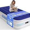Sebor Air Mattress Twin with Built-in Pump 18", Comfortable Self-Inflating Air Mattress with High-Speed Pump, Durable Blow Up Mattress Twin with Storage Bag for Guests, Camping, Travel (Blue White)