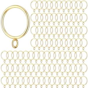 Maitys 100 Pcs Metal Curtain Rings with Eyelet 1.5-inch Inner Diameter Eyelet Curtain Rings for Drapery Clips Hooks for Sliding Window Bathroom Door Shower Rod (Gold)