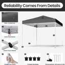 Shades 10x10 Pop Up Canopy, Heavy Duty Beach Tent with Carrying Bag for Easy Moving, Sun Shelter for Parties, Events, Camping, Outdoor Gazebo with 420D PU Coated Waterproof Grey Fabric