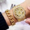 Hip Hop Watches for Men Iced-Out Bling Diamond Luxury Quartz Watches with Date