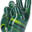 Emerald Green Home Decor Peace Symbol Statue, Creative Hand Gesture Peace Sign Decor, Emerald Green Fingers Sculpture for Living Room Bedroom Coffee Table, Desktop, Bookshelf