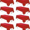 8 Pack Red Tablecloth 60 x 102 Inch Rectangular Valentines Day Table Cloth for 6 Foot Rectangle Tables, Wrinkle Resistant Washable Polyester Fabric Table Covers for Party Banquet Buffet and Camping