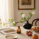 Fake Greenery Stem with Vase - 20'' Plants Artificial Decor for Table Small Artificial Potted Plants for Vase Fake Silk Plants Home Office Bathroom Shelf Cabinet Tabletop Decoration, Black