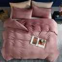 TUMEI 3PCS Velvet Duvet Cover King, Comforter Duvet Cover Set King Size, Luxury Bedding Soft Fluffy Velvet Zipper Closure, Blush Pink (King, No Comforter)