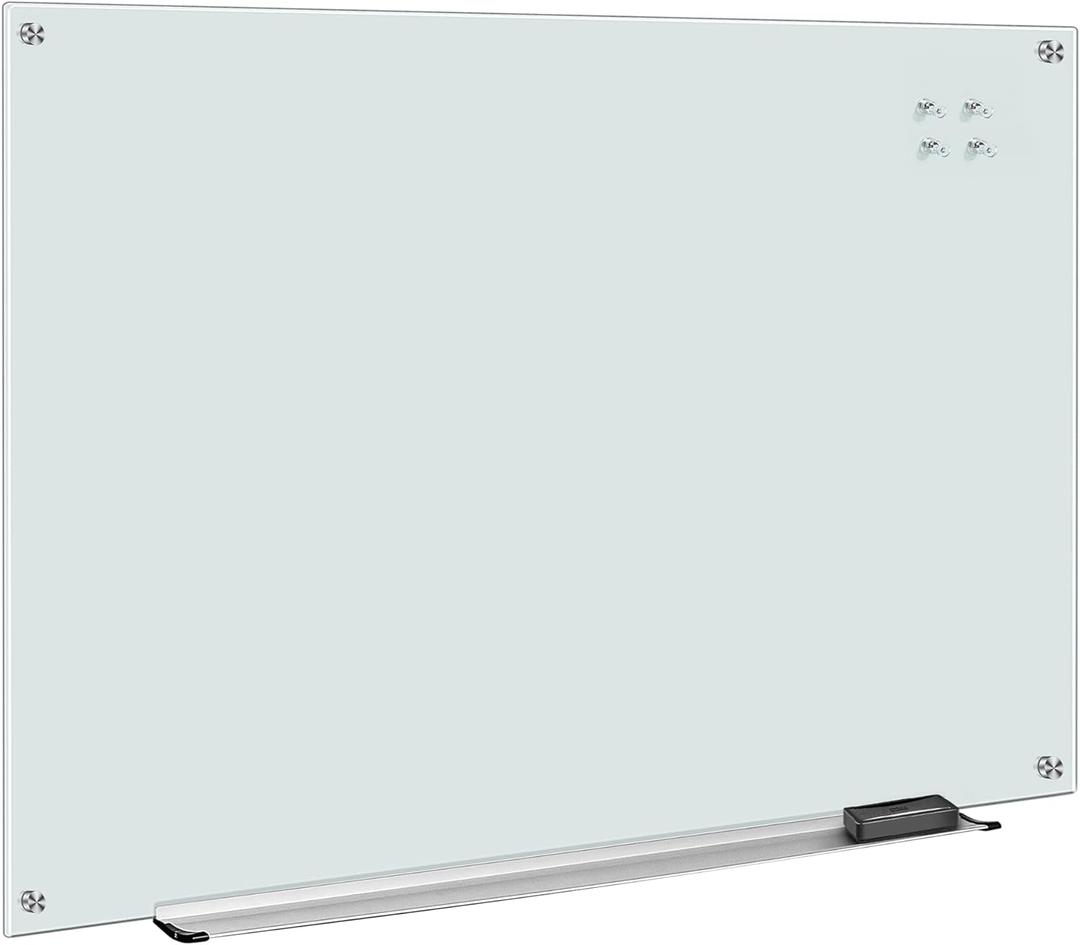 Amazon Basics Glass Dry-Erase Board, Magnetic Frameless Whiteboard, 48W'' x 36H''