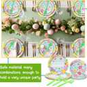 SiliFine 96 Pcs Easter Plates and Napkins Disposable Dinnerware Supplies for 24 Guests, Paper Tableware Include 9" Dinner Plates, 7" Dessert Plates, Napkins, Forks for Easter Spring Party (Egg)