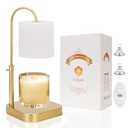 Fobyni Gold Candle Warmer Lamp with Timer,Mothers Day Gifts for Mom,House Warming Gifts New Home Decor,20 Gears Rotary Dimming with 2 Bulbs
