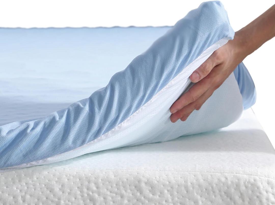 Roost Sleep Cool Cloud 3 Inch Gel Memory Foam Queen Mattress Topper  Cooling Bed Topper for Back Pain and Pressure Relief, Removable Washable Cover, Ventilated Design, Fits Queen Beds