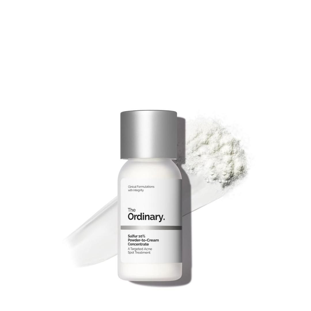 2 x The Ordinary Sulfur 10% Powder-to-Cream Acne Spot Treatment Concentrate, Reduces Pimple Size and Zit Redness, 0.18 Oz