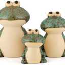 Garden Frog Decor Set of 3 Outside Ceramic Frog Statues Cute Yard Decoration Funny Holiday Ornament for Patio Backyard Pond Pool Front Porch Mom Grandma Family Friend
