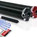 KaiMinDogz Pair of 2" Garage Door Torsion Springs Set with Non-Slip Winding Bar & Gloves,High Precision Electrophoresis Black Coated, for Replacement & Installation, MIN 16,000 Cycles (0.243x2"x27")
