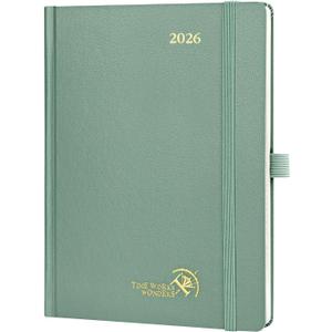 POPRUN 2026 Planner (Medium Size 8.5''x 6.5'' Hardcover) - Daily Weekly and Monthly Calendar Agenda 2026 Appointment Book with Hourly Time Slots, Monthly Tabs, 100 GSM - Midnight Green