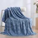 Dusty Blue Fleece Throw Blanket 5060 for Couch Sofa Bed,Super Soft Cozy Plush Microfiber Flannel Blanket with 3D Checkered Design Lightweight for Adults,Woman,Girls