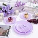 EI 150pcs Purple Plastic Plates for Party,Fancy Disposable Plates,Heavy Duty Plastic Dinnerware Set for Wedding,Easter,Afternoon Tea Party