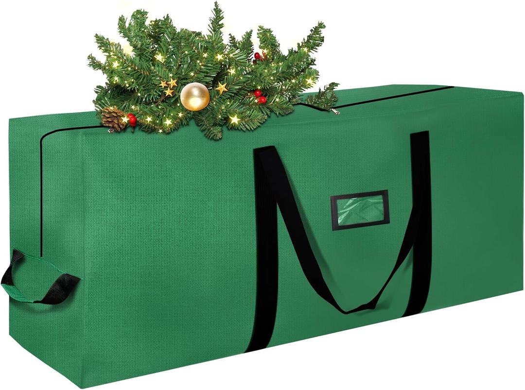 Christmas Tree Storage Bag 9 Ft, Tree Bags for Storage 9 Foot Christmas Tree Bag Storage Box - Strong, Extra Large, Waterproof, Reinforced Handles, Dual Zippers, Wide Opening Green Xmas Tree bag
