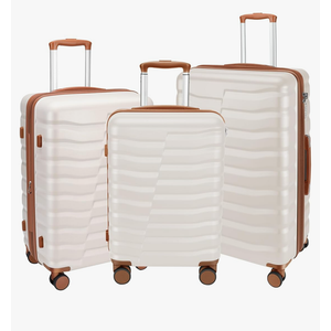 Lightweight Luggage with Spinner Wheels & YKK Zipper, 1 Piece Suitcase ABS+PC Hardside Luggage Set with TSA Lock for Women Men, Apricot Off White (20+24+28 inch)
