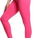 THE GYM PEOPLE Womens' V Cross Waist Yoga Leggings with High Waisted Tummy Control (Pink, XL)