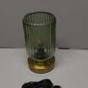 Cordless Table Lamp for Bedroom, 7500mAh Rechargeable Battery Operated Lamp, Modern Touch Dimmable Wireless Lamp Gold Base Green Glass Shade for Living Room, Desk, Led Bulb Included