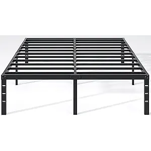 Metal Bed Frame,King Size Bed Frame with Storage Space,Heavy Duty Sturdy Mattress Foundation,Easy Assembly,No Box Spring Needed, Black,14 Inch,King