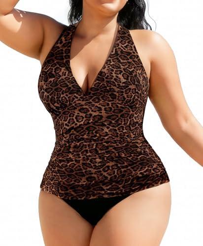 Popilush One Piece Swimsuit Women Tummy Cnotrol Halter V Neck Shapewear Swimsuits Bathing Suit Slimming Swimwear, Size XL