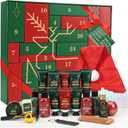 Advent Beauty Calendar for Adults 2025 Rinse & Robust Beard Care Kit Christmas Gifts for Men Skincare Beauty Advent Calendar for Men Christmas 24 Days Countdown Calendar Beard Care Grooming (Green & Red)