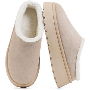 Lyrisiphy Slippers for Women Genuine Suede & Real Shearling Fur Lining - Memory Foam House Slippers for Women Indoor Use - Water Resistant Womens Clogs House Shoes for Women (8.5, Apricot)