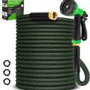 Garden Hose 50ft, Non-Expanding Flexible Hose with 10 Function Nozzle, Lightweight, Kink Free, Sturdy, Leak-Proof, Portable, Water Hose 50ft for Outdoor, Yard, Lawn, Car Wash and Camper Use