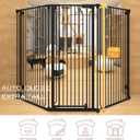 51" Extra Tall Cat Gate for Cats 57.4" to 81" Extra Wide Cat Gate for Doorway,Auto Close 3-Panel Durable Pet Gate Indoor Use, Metal Dog Gate for Kitchens, Doorways & Stairs (Black)