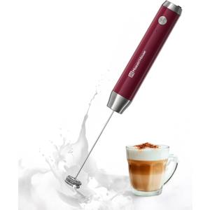 Maestri House Rechargeable Milk Frother, Adjustable 2-Speed Handheld Electric Foam Maker Waterproof Detachable Stainless Steel Whisk Drink Mixer Foamer for Lattes, Cappuccino, No Stand (Grape Purple)