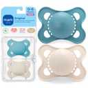 MAM Original Matte Baby Pacifiers 0-6 Months, Binky for Newborn Babies, BPA-Free Skin Soft Silicone Nipple, Easy to Clean, Developed with Medical Experts, 2 Count, With Sterilizer Case, Made in Europe (Blue Teal/Cotton)
