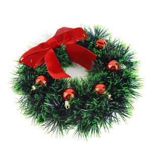 Gonetre Xmas Car Wreath Christmas Wreath Christmas Decorations Decorative LED Lighted Car Wreath with Red Bow for Holiday Car Decoration Green Plastic 25 cm 35 cm (25cm)