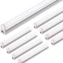 Barrina (Pack of 8 LED T5 Integrated Single Fixture, 4FT, 2200lm, 5000K, 20W, Utility Shop Light, Ceiling and Under Cabinet Light, ETL Listed, with Built-in ON/Off Switch