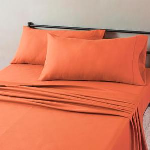 Amazon Basics Lightweight Microfiber 4-Piece Bed Sheet Set, Brick, Solid, King