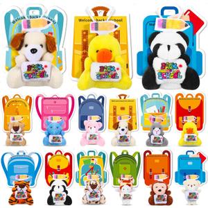 15 Set Welcome Back to School Gifts for Students Teachers Stuffed Animals Bulk Mini First Day of School Plush Animals with Card Small Stuffed Doll Tiny Keychain Classroom Gift Party Favors