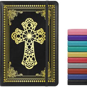Christian Notebook Gifts for Women Men,Religious Bible Verse Notebook,Faith Prayer Journal for Women Christian Easter Gifts School Supplies (A5 Cross Black)