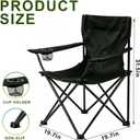 1 Pack Portable Camping Chair, Lightweight Folding Lawn Chair with Cup Holder and Carry Bag, Collapsible Outdoor Chair for Sports, Fishing, Hiking, Picnic, Backyard, 300LBS Black-Dark, 1PCS