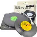 4 x Funny Retro Vinyl Record Coasters, Creative Drink Coasters Set of 6 with Vinyl Record Player Holder for Music Lovers, Housewarming Hostess Gifts, Birthday and White Elephant Gifts Ideas