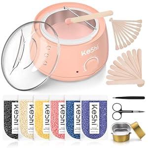 KeShi Waxing Kit, Painless Hair Removal Wax Warmer with 6 Bags Hard WaxBeans for Full Body, Legs, Face, Eyebrows & Bikini— Ideal for Both Women & Men(Blush)