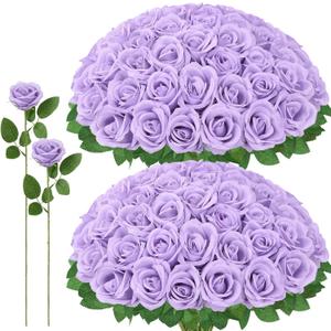 72 Pcs Artificial Roses Light Purple Fake Silk Roses Realistic Roses Faux Flower Indoor Wedding Home Decor, Birthday Decorations