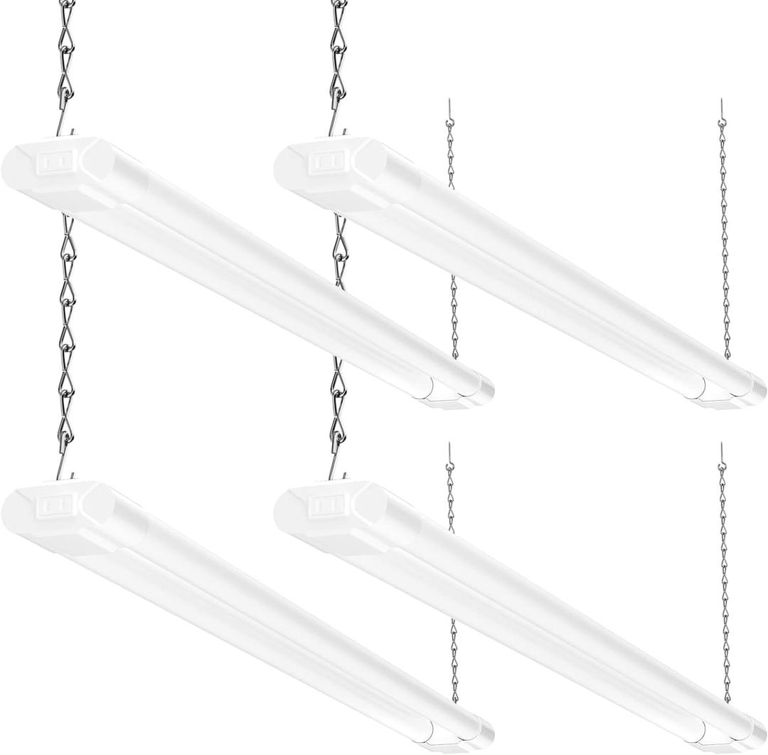BBOUNDER 3FT LED Shop Light Fixture, Super Bright 3300LM, Cool Daylight White 6500K, Ceiling or Hanging Mount, Durable Garage Shop Lighting for Warehouse, Workbench, Basement, and Business Use, White (3FT, White)