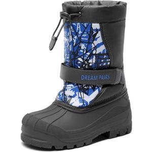 DREAM PAIRS Boys & Girls Mid Calf Water-Resistant Winter Snow Boots for Toddler/ Little/ Big Kid, Size 5 Big Kid, Navy, KAMICK