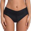 COCOPEAR Mid Rise Bathing Suit Bottoms for Women Ruched Tummy Control Swim Bottoms Full Coverage Bikini Bottoms for Women, S, Black